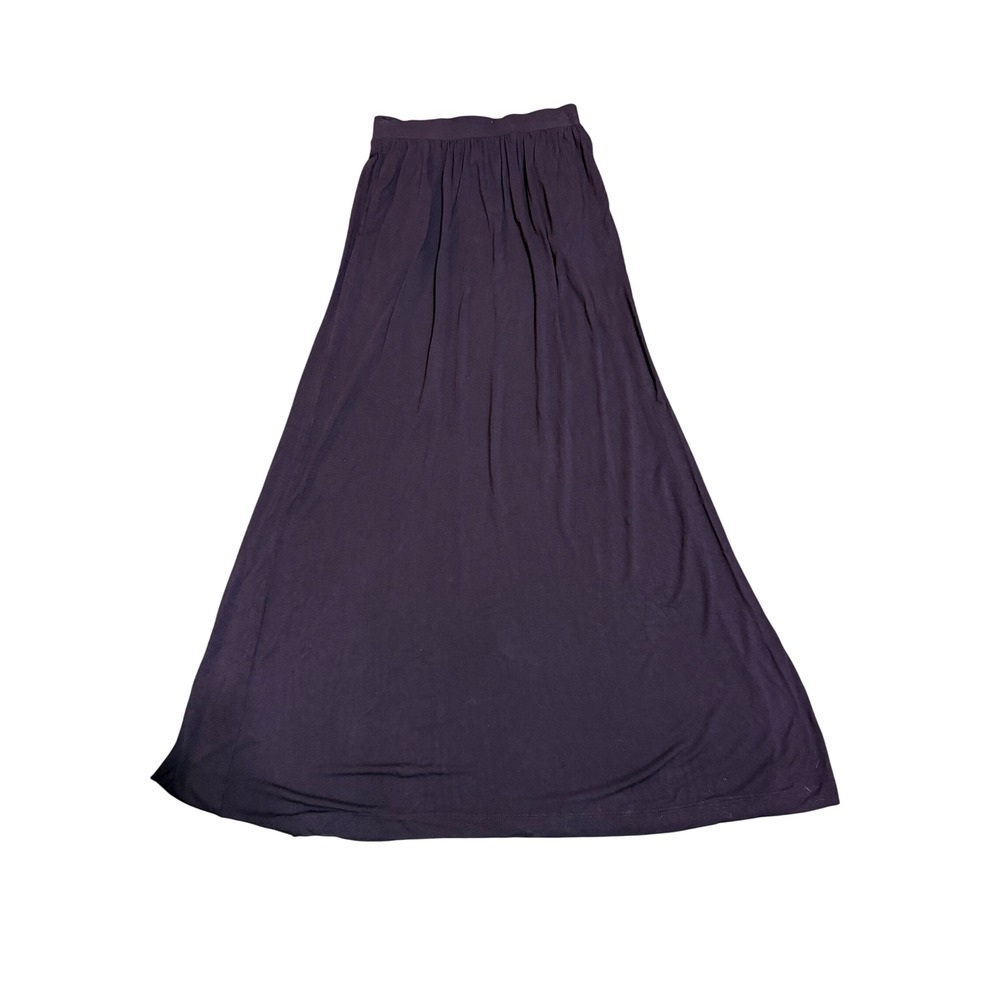 H&M Basic Rayon Jersey Maxi Skirt Elastic Waist Pockets Purple Wine Women XS